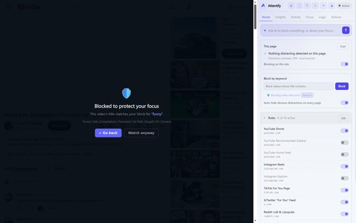 YouTube watch page, the bait removed